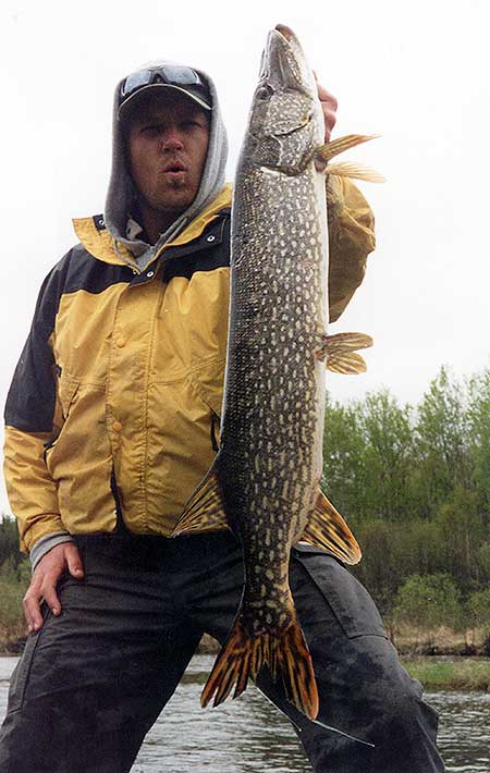Fishing for Northern Pike & Walleye at Cobham River Lodge, Manitoba Fly in Fishing hot spot.