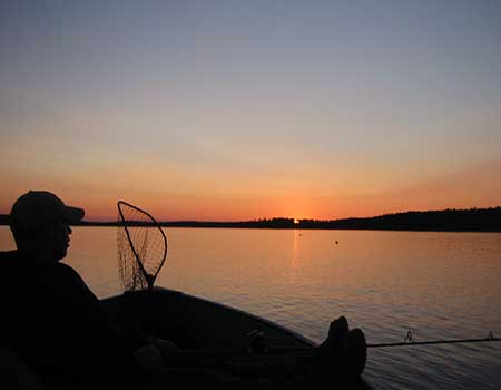 Canadian sunset at our Canadian fishing lodge located in Manitoba Canada